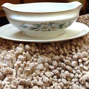 Royal Jackson Dogwood‎ Vintage China Gravy Boat Attached Drip Plate
